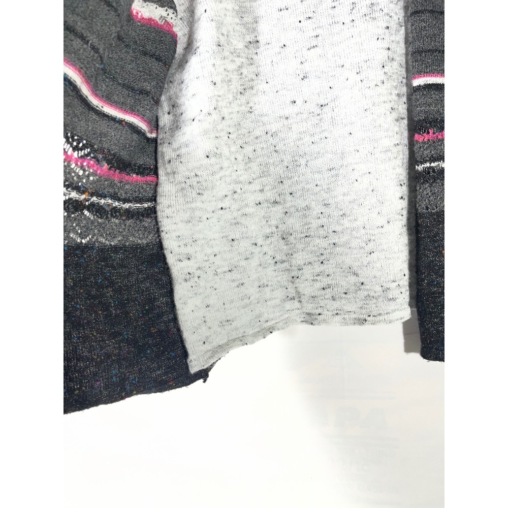 Alfred Dunner Wool Blend Cardigan Sweater Knit Striped Pink Women Gray/Pink Sz L - Picture 8 of 8